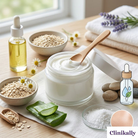 Soothing skincare ingredients and moisturizer for psoriasis-prone skin