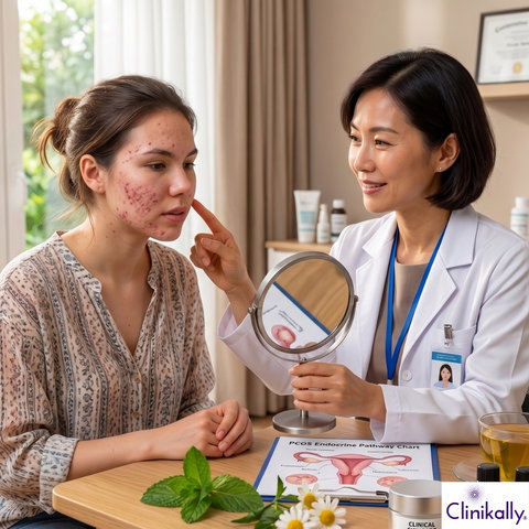 Dermatologist consultation for severe PMOS related acne