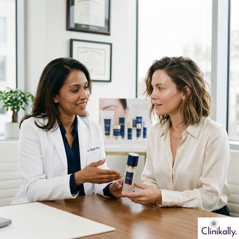 Dermatologist recommending skincare product