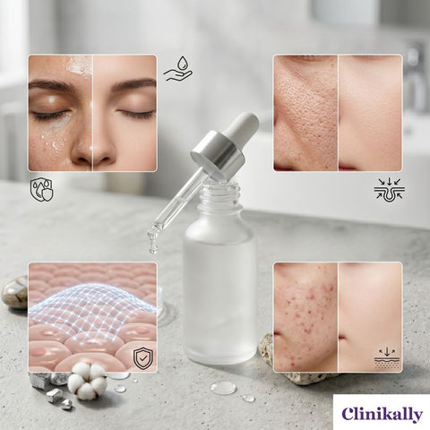 Skin shows the effect of niacinamide serum