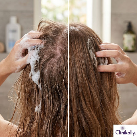 Hair wash before and after comparison