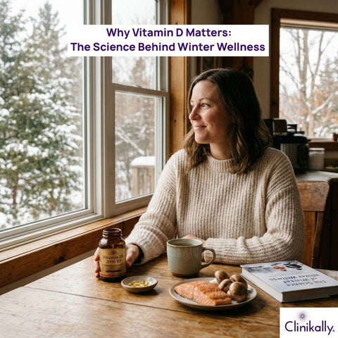 Woman taking vitamin D supplements during winter