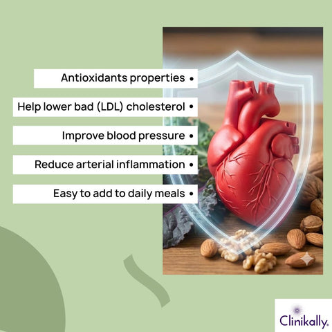 Healthy heart with benefits highlighted in box