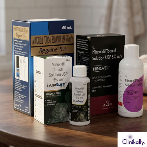 Pictures of Various Amenexil and Minoxidil Solutions