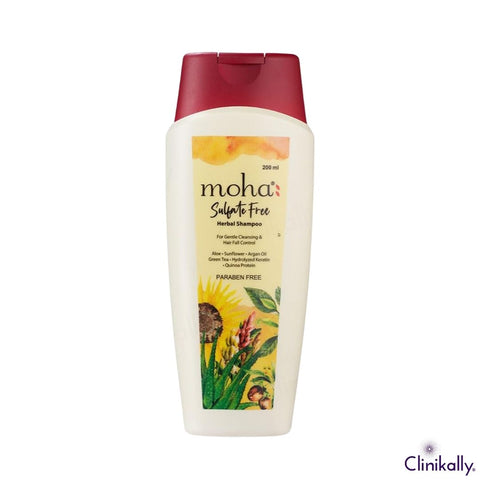 Moha sulphate-free herbal shampoo for gentle cleansing and hair fall control with aloe and argan oil