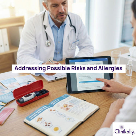 Doctor explaining risks and allergies
