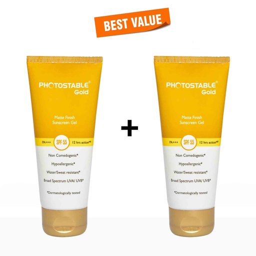 Photostable Gold Matte Finish Sunscreen Gel SPF 55