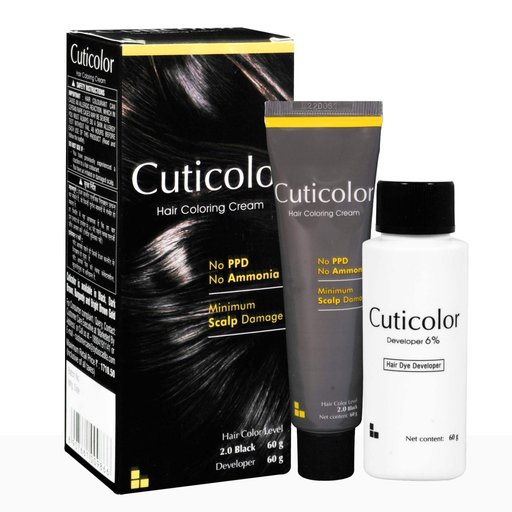 Cuticolor Hair Coloring Cream Black 2.0