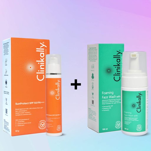 Clinikally Foaming Face Wash + SunProtect Sunscreen SPF 50/PA+++