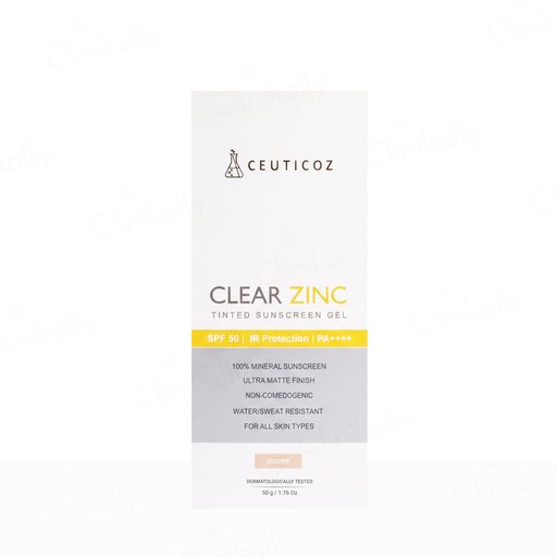 Ceuticoz Clear Zinc Tinted Sunscreen Gel SPF 50 PA++++ (Ivory)