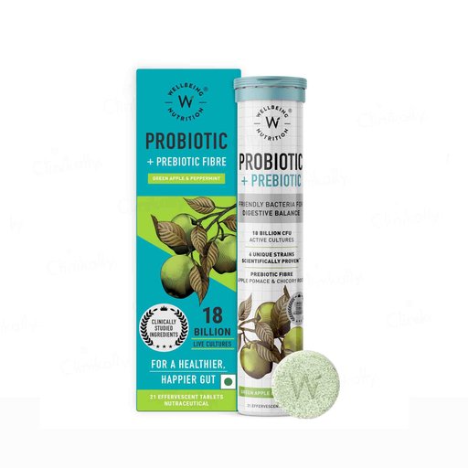 Wellbeing Nutrition Probiotic + Prebiotic Tablet - Green Apple & Peppermint Flavour