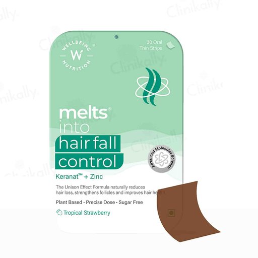 Wellbeing Nutrition Melts Into Hair Fall Control Oral Strip - Tropical Strawberry Flavour