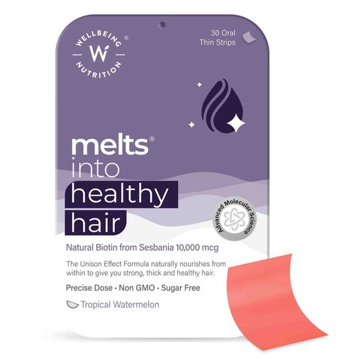 Wellbeing Nutrition Melts Into Healthy Hair Oral Strip - Tropical Watermelon Flavour