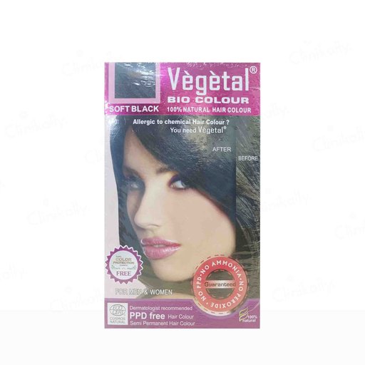 Vegetal Bio Colour 100% Natural Hair Colour For Men & Women - Soft Black