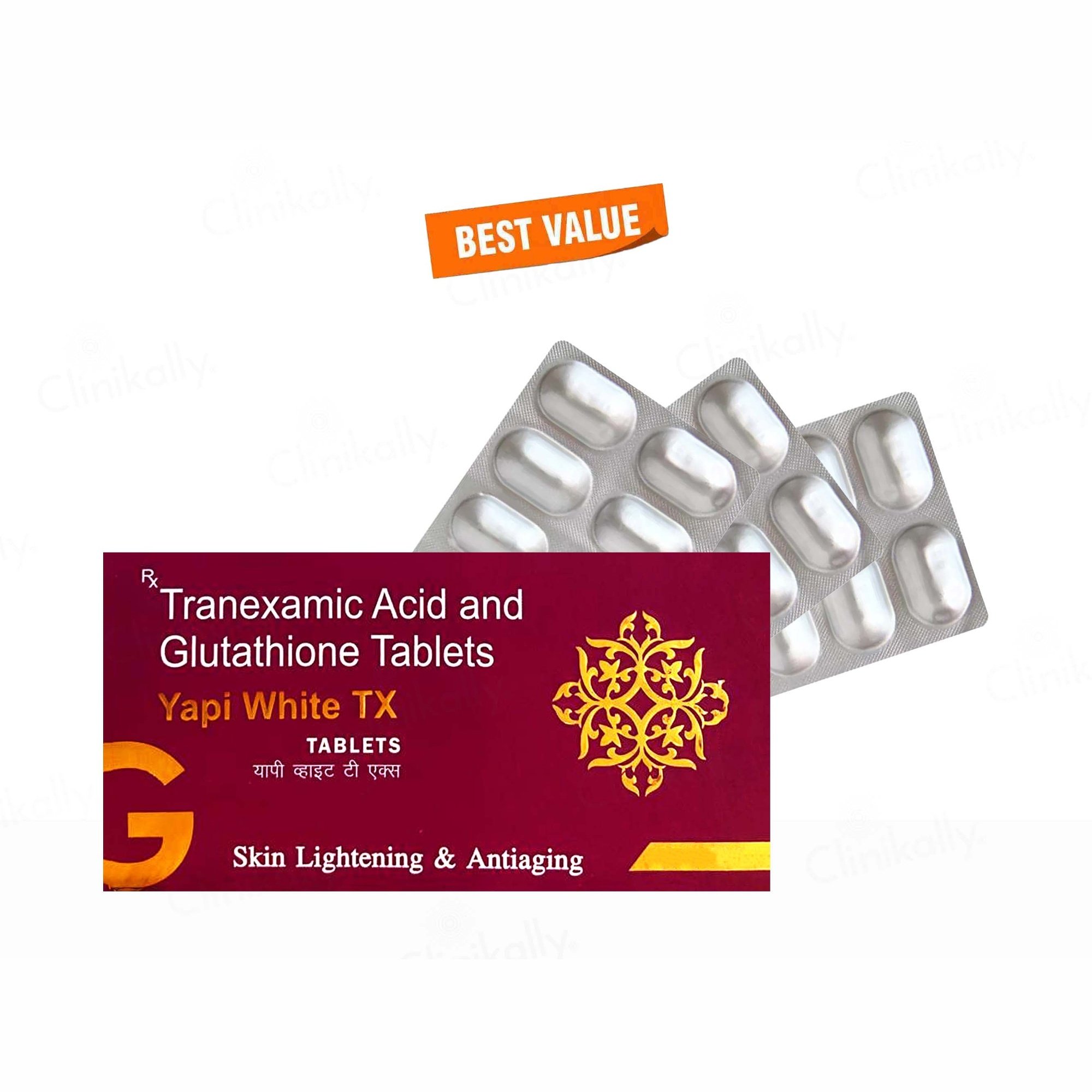 tranexamic acid and glutathione tablets uses for skin Buy Yapiwhite TX Lightening & Antiaging Tablet Online at Best Price blue copper
