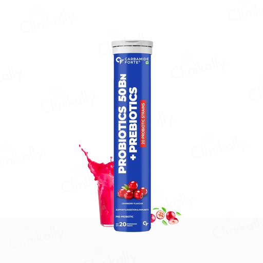 Carbamide Forte Probiotics 50 Bn + Prebiotics Effervescent Tablet - Cranberry Flavour