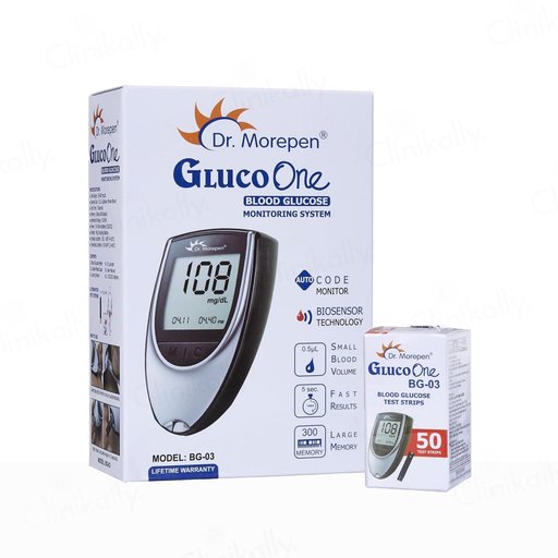 Dr. Morepen GlucoOne BG-03 Blood Glucose Monitoring System Combo Pack (Meter + 50 Strips)