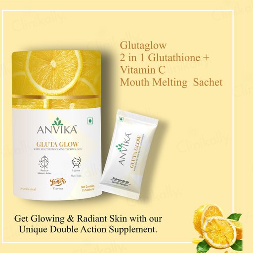 Buy Anvika Gluta Glow Mouth Dissolving Nutraceutical Powder - Lemon Flavour Online at Best Price