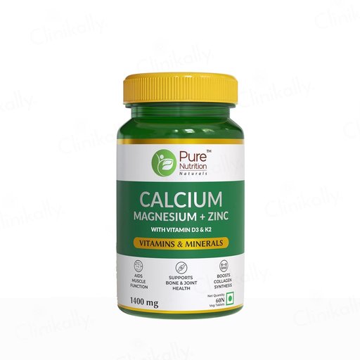 Pure Nutrition Calcium, Magnesium + Zinc With Vitamin D3 & K2 Veg Tablet