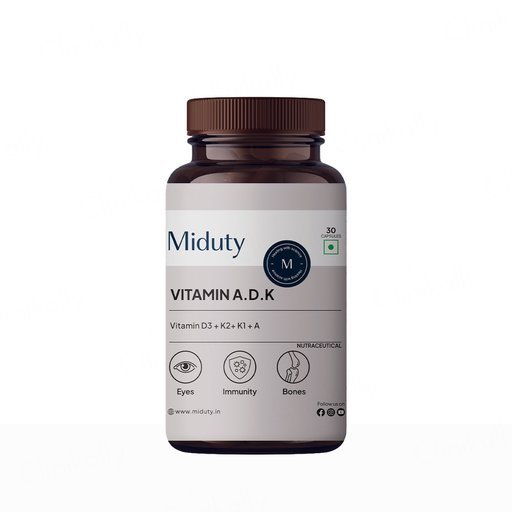 Miduty A.D.K Vitamin D3 + Vitamin K2 + Vitamin A Capsule