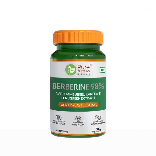 Pure Nutrition Berberine 98% With Jambubeej, Karela & Fenugreek Extract Veg Tablet