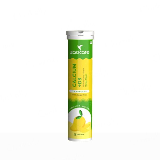 Zaocare Calcium + Vitamin D3 Effervescent Tablet - Mango Flavour