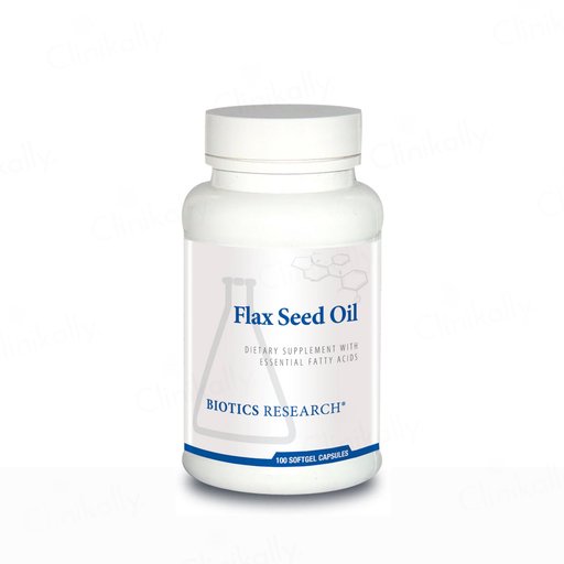 Biotics Research Flax Seed Oil Dietary Supplement Softgel Capsule