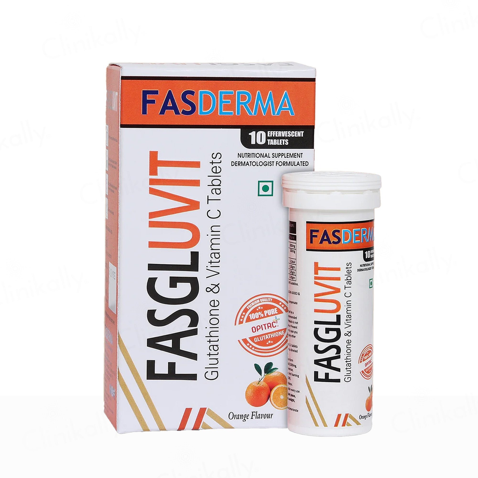Buy Fasderma Fasgluvit Glutathione & Vitamin C Effervescent Tablet - Orange Flavour Online at Best Price