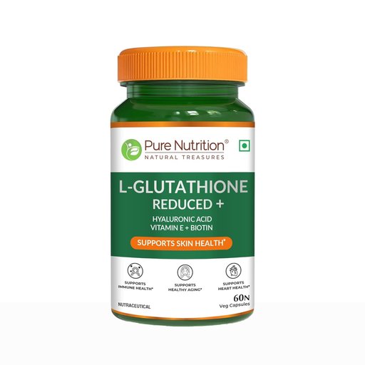Pure Nutrition L-Glutathione Reduced+ with Hyaluronic Acid, Vitamin E, Biotin Veg Capsule