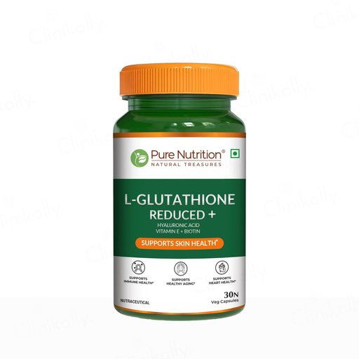 Buy Pure Nutrition L-Glutathione Reduced+ with Hyaluronic Acid, Vitamin E, Biotin Veg Capsule Online at Best Price