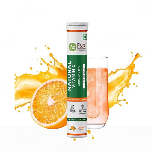 Pure Nutrition Natural Vitamin C With Amla & Zinc Effervescent Tablet - Orange Flavour