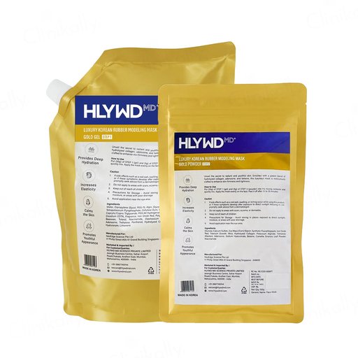 HLYWD MD Luxury Korean Rubber Modeling Mask Gold Gel (Step 1) + Powder (Step 2) Combo Kit