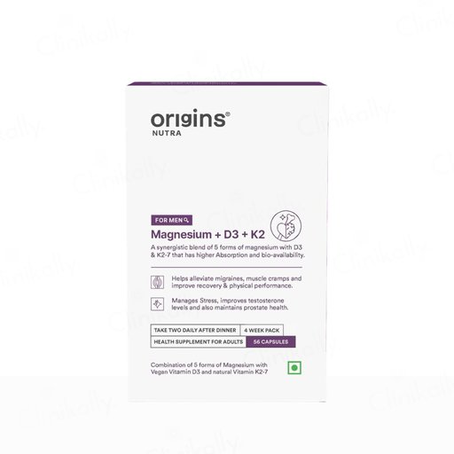 Origins Nutra Magnesium + D3 + K2 Health Supplement Capsule For Men