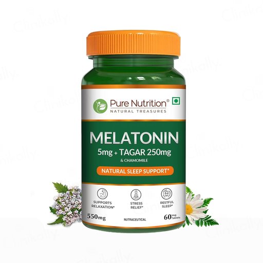 Pure Nutrition Melatonin 5mg + Tagar 250mg & Chamomile Sleep Tablet