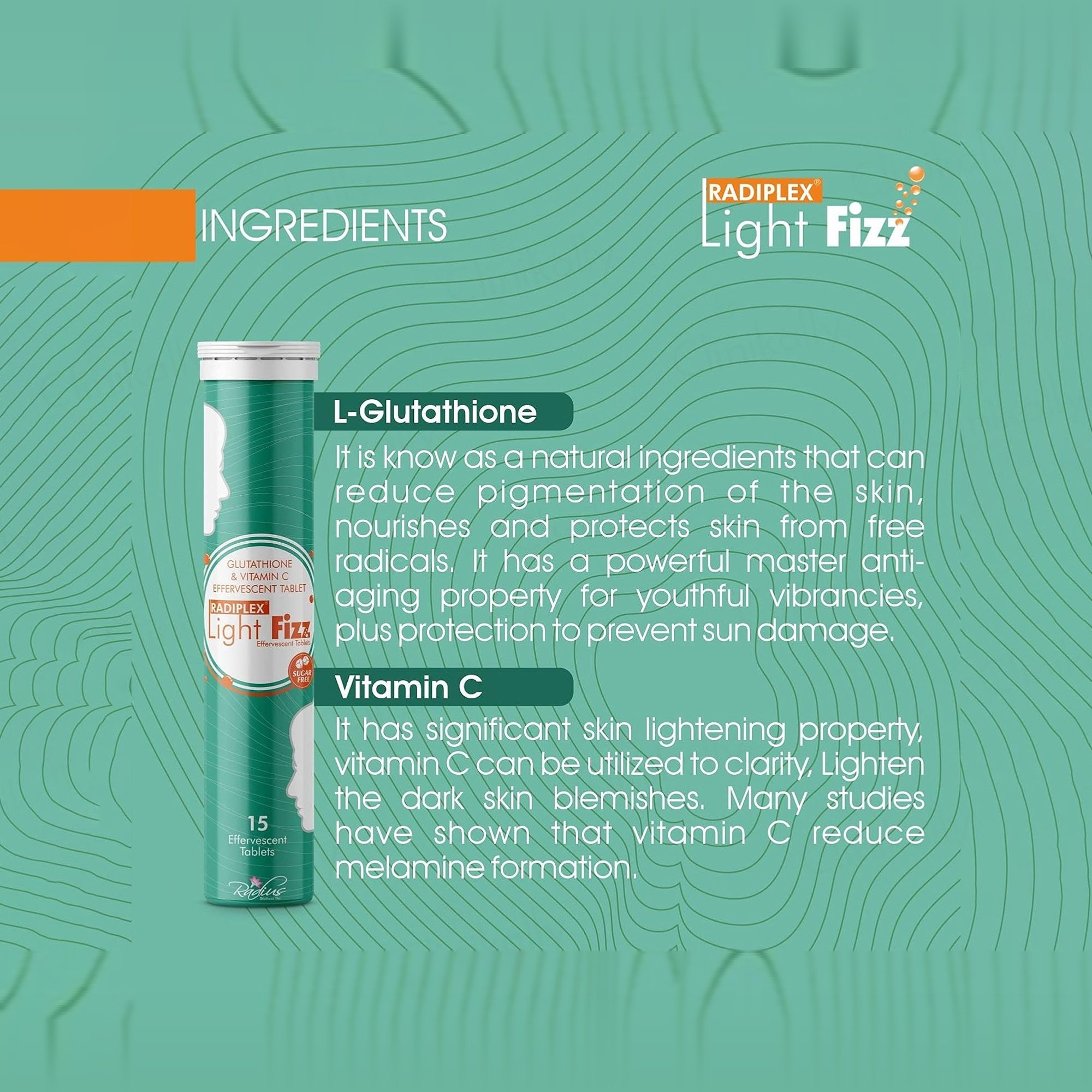 Buy Radiplex Light Fizz Glutathione & Vitamin C Sugar Free Effervescent Tablet Online at Best Price
