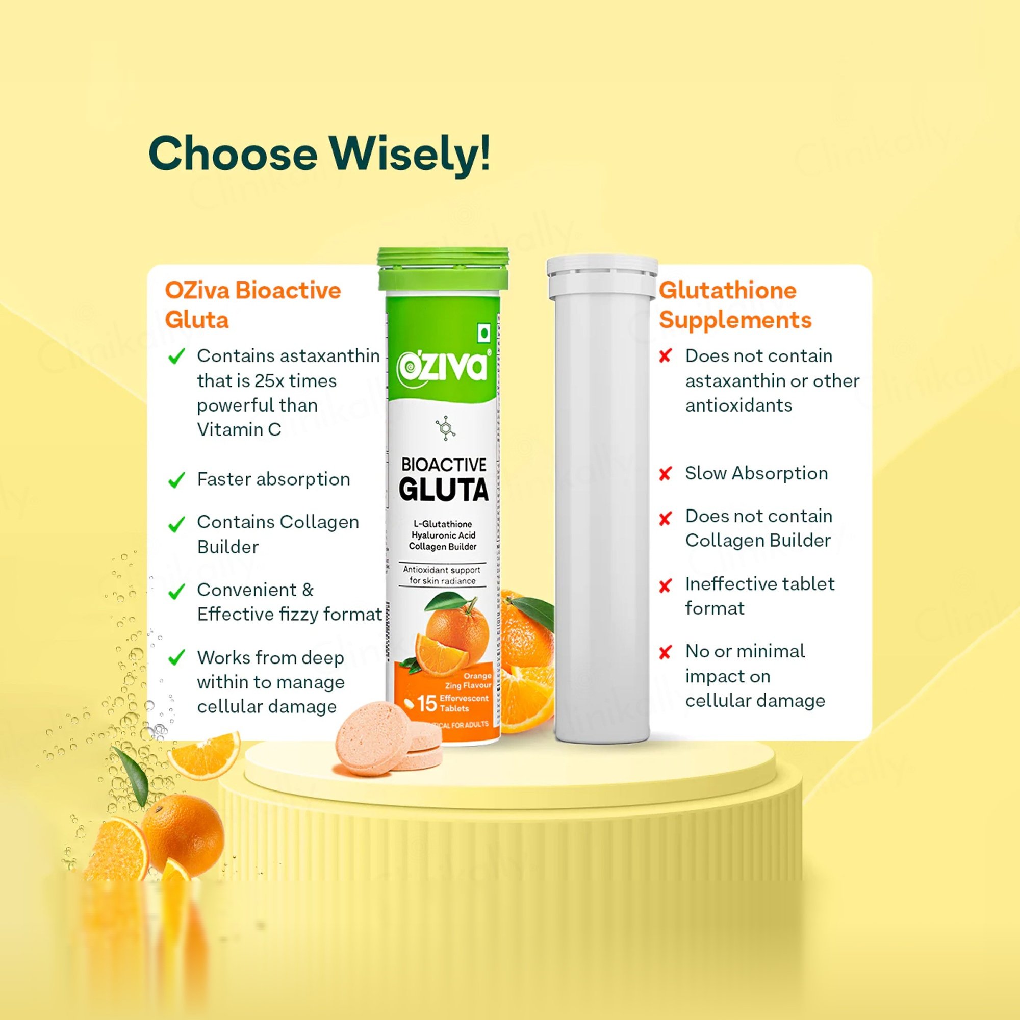 Buy OZiva Bioactive Gluta L-Glutathione Nutraceutical Effervescent Tablet Online at Best Price