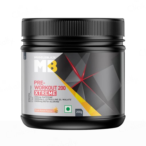 MuscleBlaze Pre-Workout 200 Xtreme Nutraceutical Powder - Fruit Punch Flavour