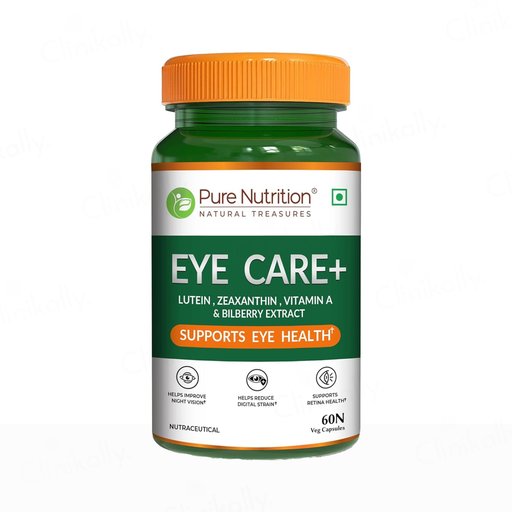 Pure Nutrition Eye Care+ With Lutein, Zeaxanthin, Vitamin A & Bilberry Veg Capsule