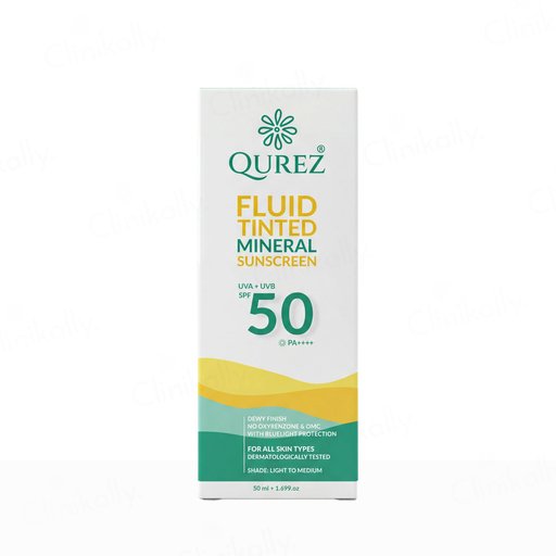 Qurez Fluid Tinted Mineral Sunscreen SPF 50 PA++++ (Light To Medium)