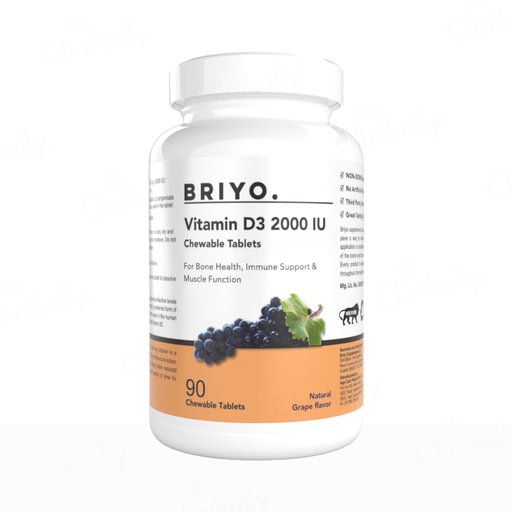 Briyo Vitamin D3 2000 IU Chewable Tablet - Natural Grape Flavour