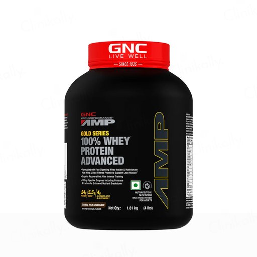 GNC Pro Performance AMP Gold 100% Whey Protein Advanced Powder - Double Rich Chocolate Flavour