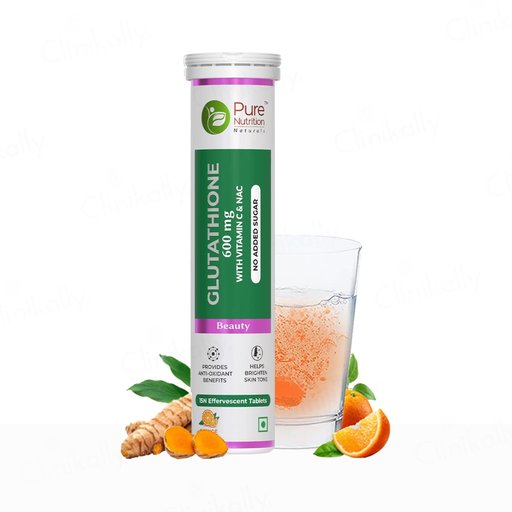 Buy Pure Nutrition Glutathione 600mg With Vitamin C & NAC Effervescent Tablet - Orange Flavour Online at Best Price