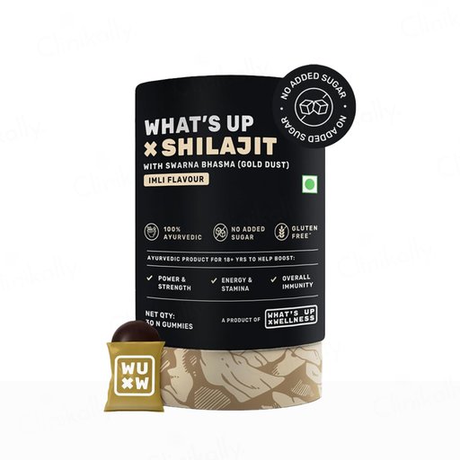 What's Up Wellness Shilajit Resin Nutraceutical Gummies With Gold Dust - Imli Flavour