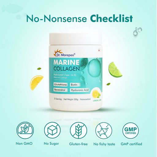 Buy Dr. Morepen Hydrolyzed Type I & III Marine Collagen Powder - Lemon Lime Flavour Online at Best Price