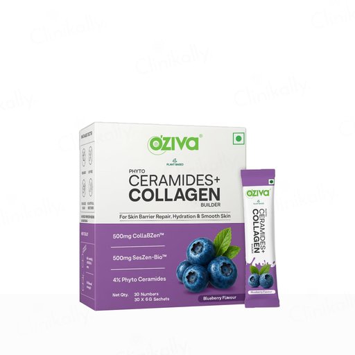 OZiva Phyto Ceramides + Collagen Builder Powder - Blueberry Flavour