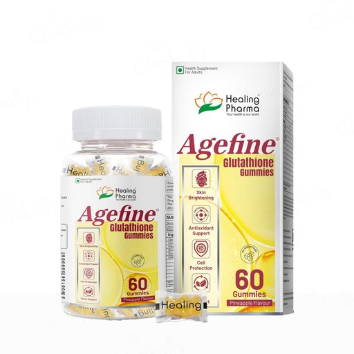 Buy Agefine Glutathione Skin Brightening Gummies - Pineapple Flavour Online at Best Price