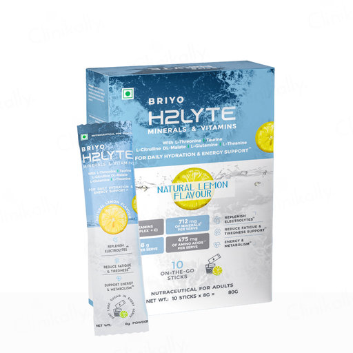 Briyo H2Lyte Minerals & Vitamins Daily Hydration Nutraceutical Powder - Natural Lemon Flavour