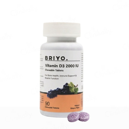 Briyo Vitamin D3 2000 IU Chewable Tablet - Natural Grape Flavour
