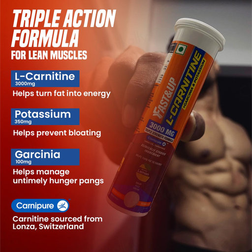 Buy Fast&Up L-Carnitine 3000mg Zero Sugar Effervescent Tablet Online at Best Price
